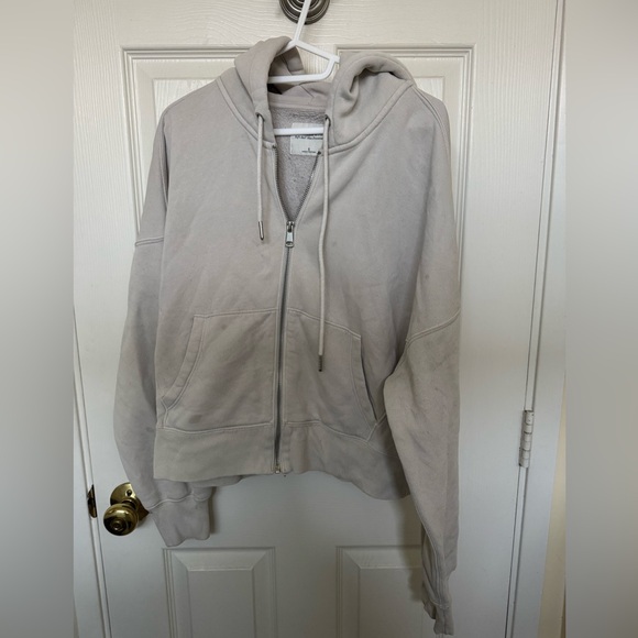 Abercrombie & Fitch Women’s Light Gray Zip-Up Hoodie Size Small - Picture 1 of 13